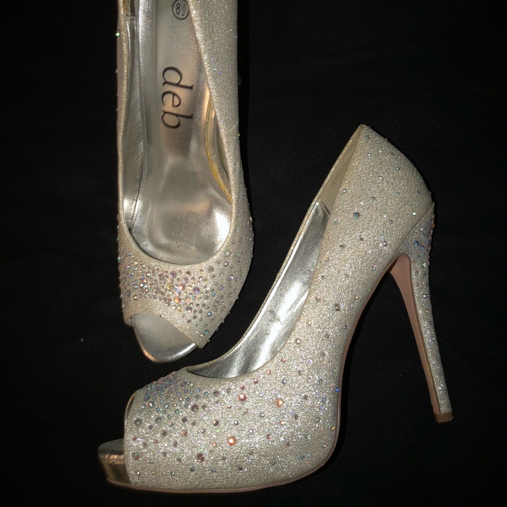 Sparkly silver heels